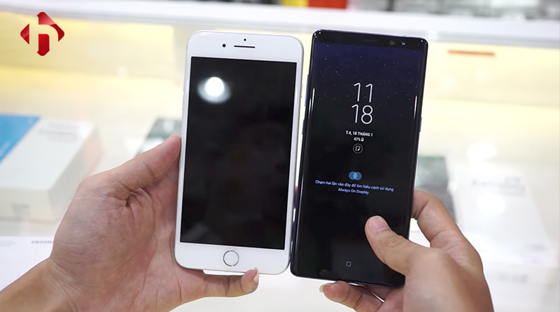 Note 8 so với iphone 7 plus